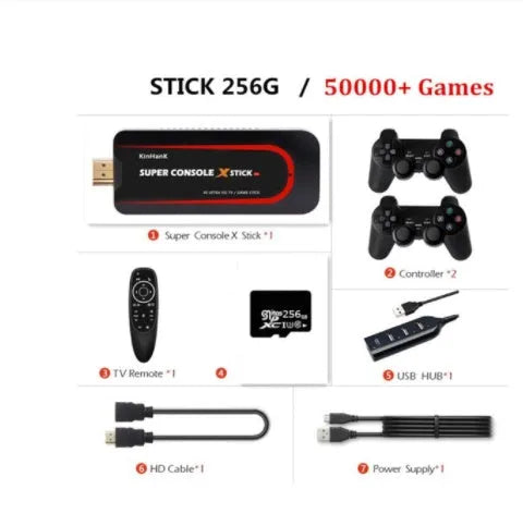 New version retro game console with HDMI output and dual systems, front view showing control ports