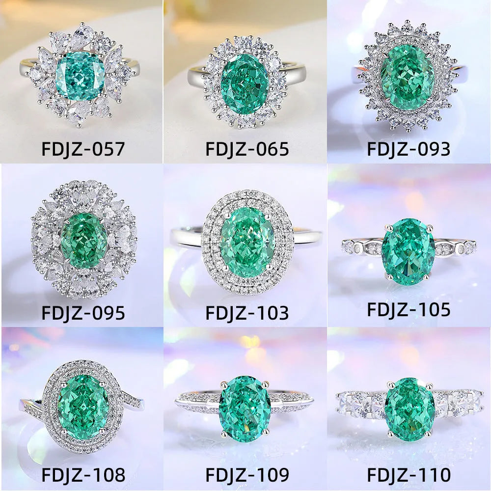 Sterling silver emerald ring with geometric design featuring Palaibahao inlay and high carbon diamond accents