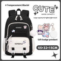 Girls' waterproof school backpack in Oxford cloth with curved shoulder straps, shown in a solid colour.
