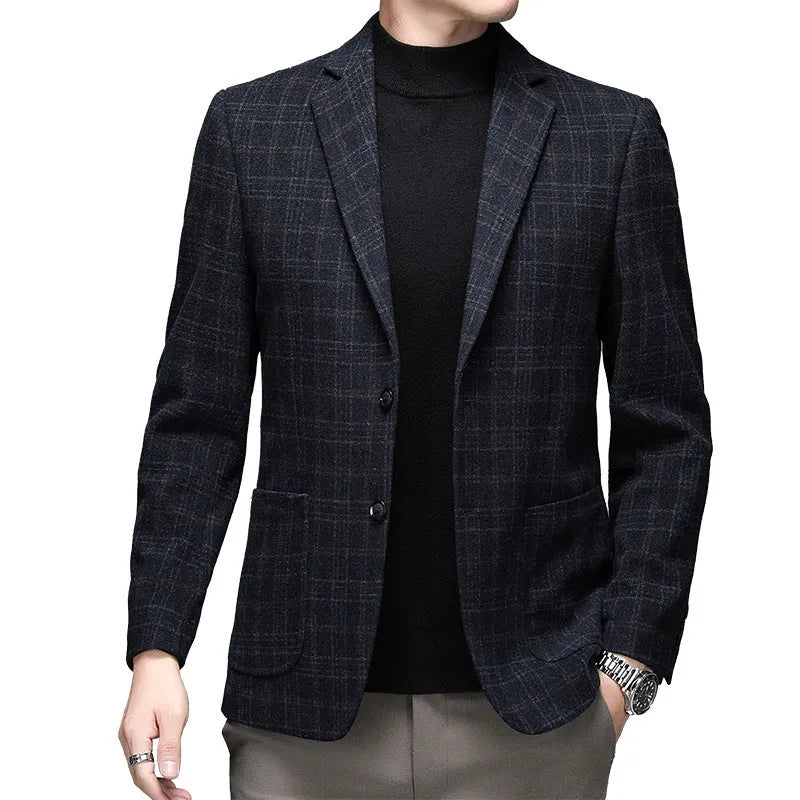 Men's solid color thick winter jacket in gray, loose fit, long sleeve, round hem, polyester fibre