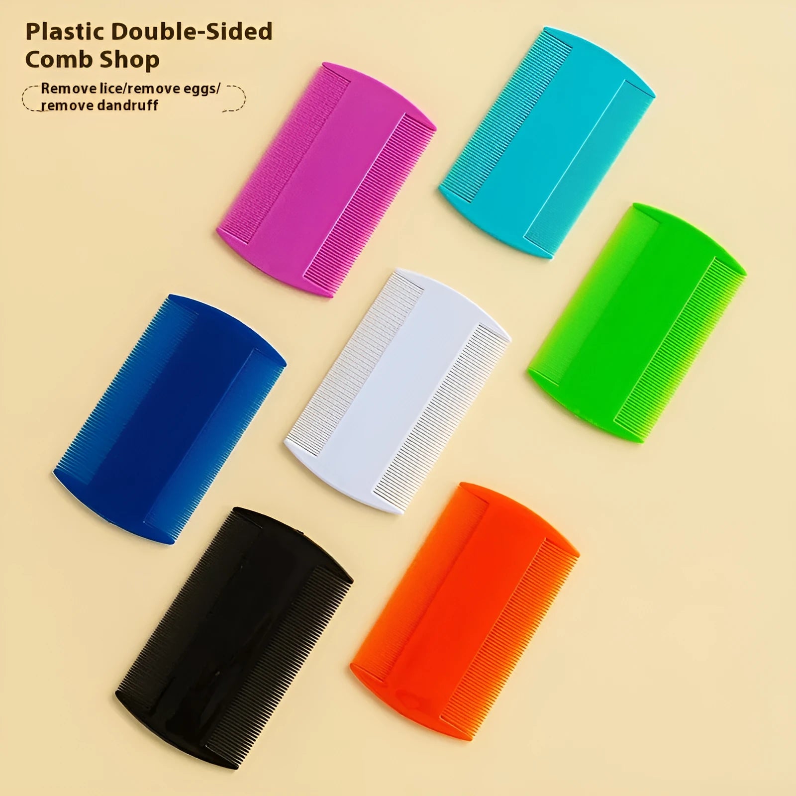Plastic fine tooth double-edged lice comb on a white background.