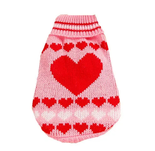 Christmas Maple Snowflake Turtleneck Knitted Sweater for dogs in Red Leaf colour, wool knit fabric