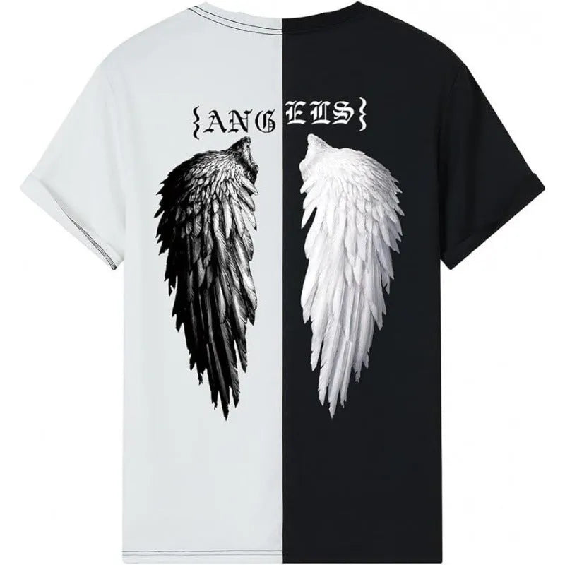Printed men's street style short-sleeved sports t-shirt with digital pattern on polyester fabric