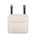 Leather car hanging storage bag measuring 25cm with black, pink, green, and white colour options