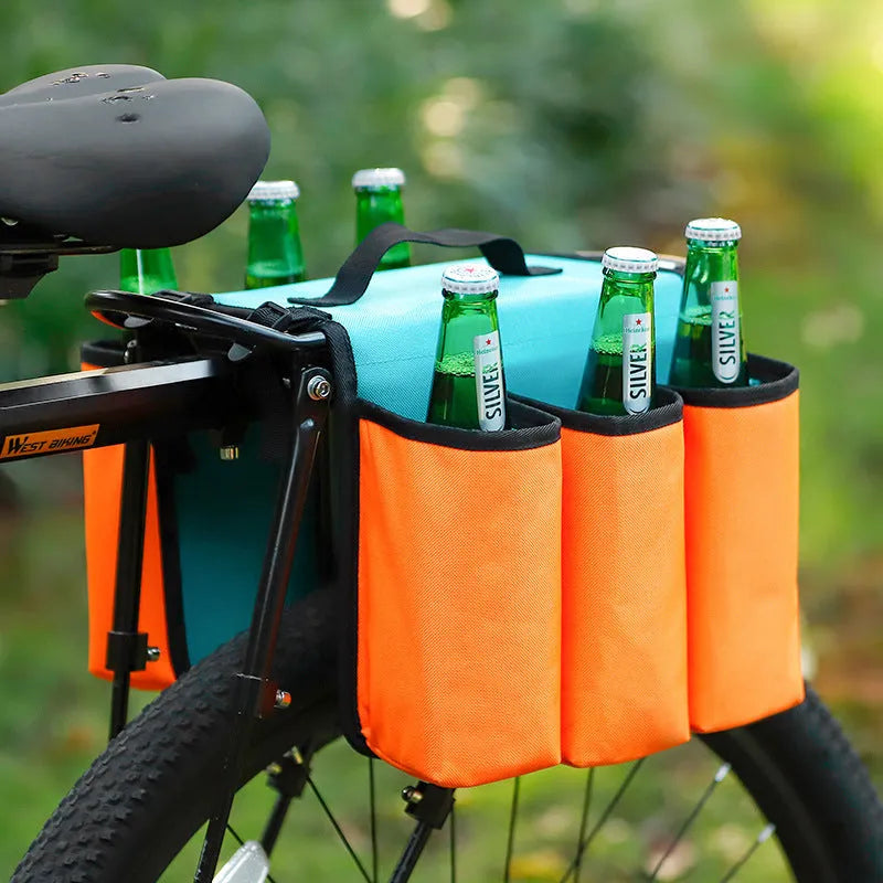 Black and orange bicycle double-sided beverage bag with 600D PVC construction