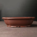 Handmade purple clay bonsai basin in classical plain Chinese style, measuring 25x20x7cm