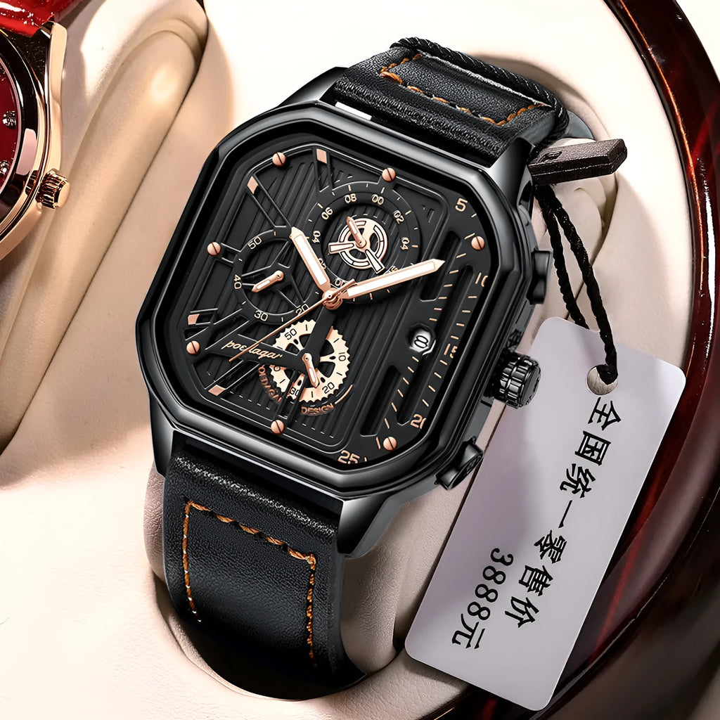Men's sports quartz watch with belt-style strap in multiple colour combinations showing 8mm thickness