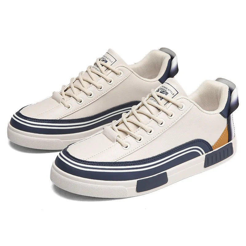 Men's casual canvas shoes with mesh upper in Milan beige and white/green colours