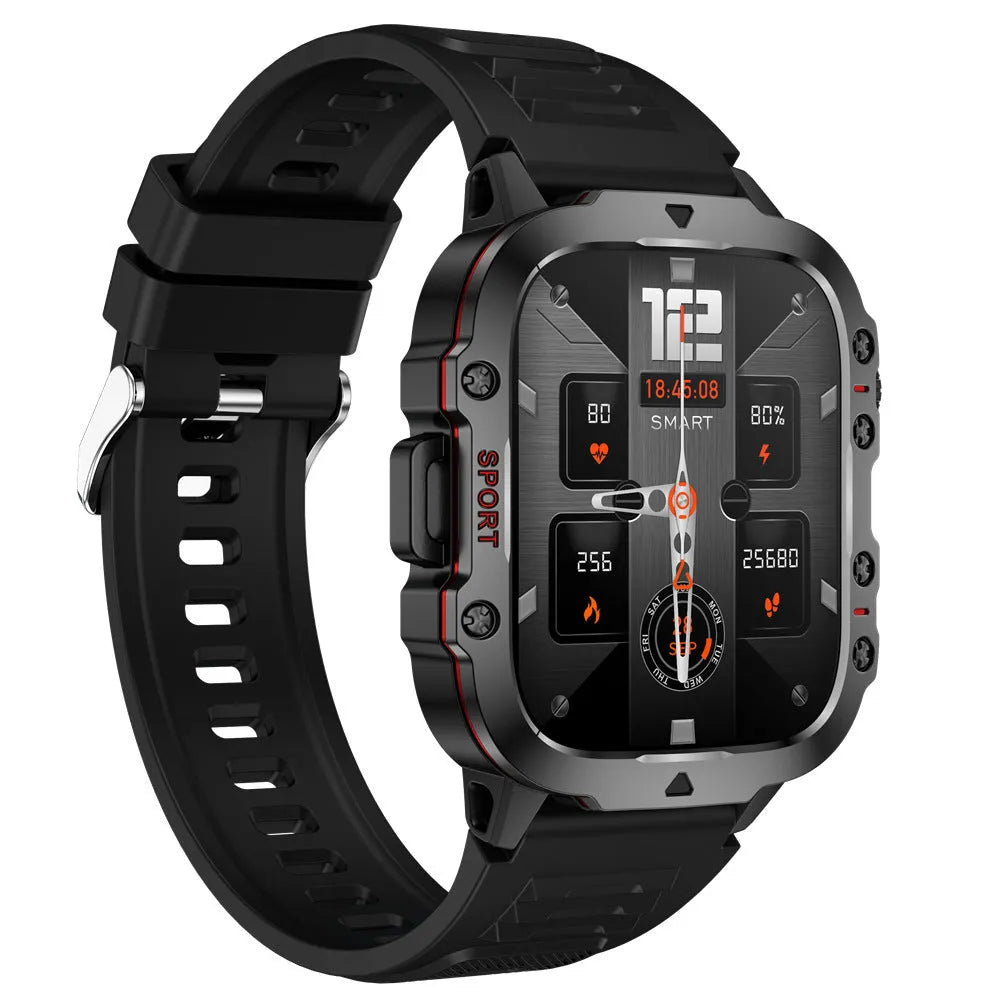 QX11 smartwatch with zinc alloy case showing TFT screen displaying heart rate and fitness data