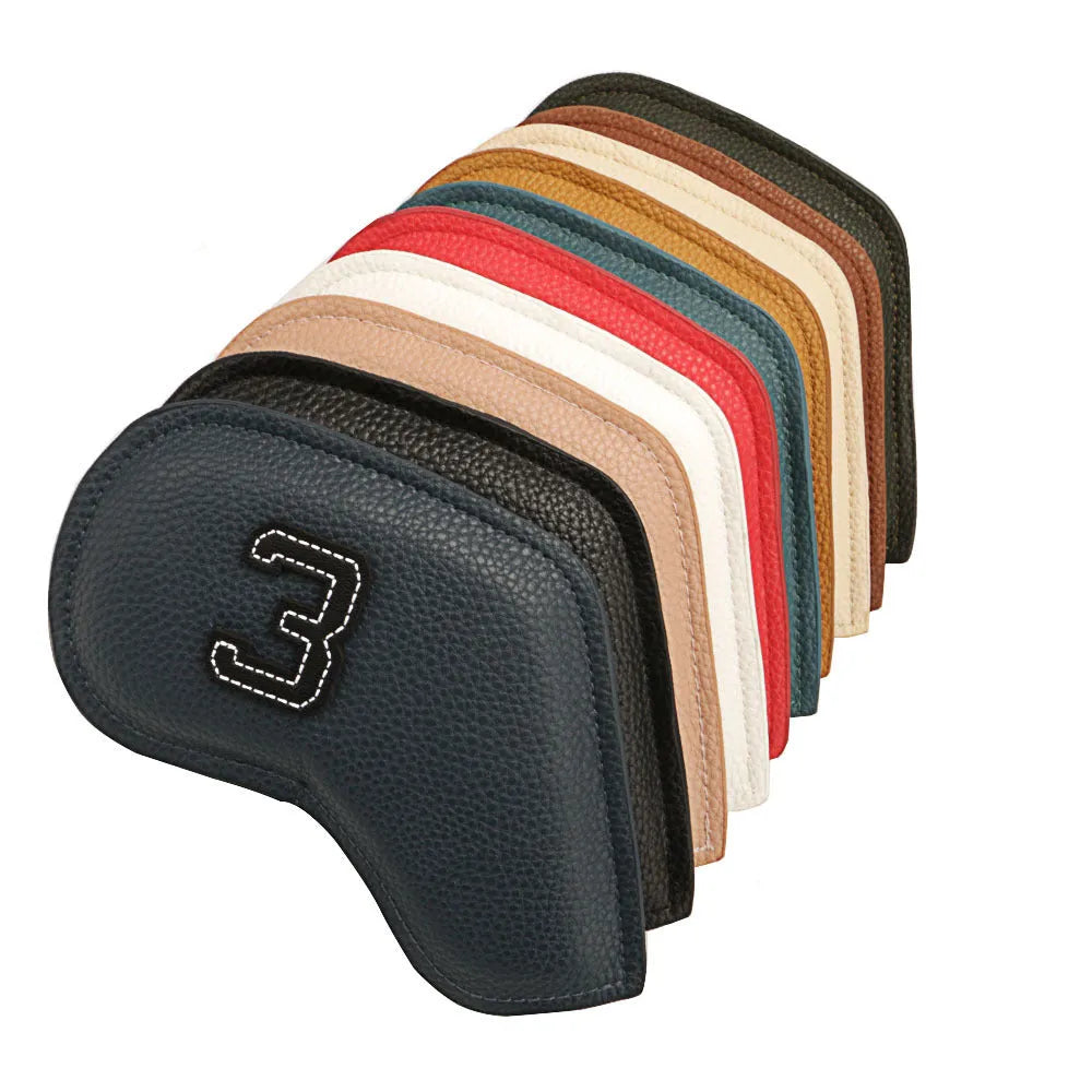10-piece set of digital printed golf club head covers in assorted colours