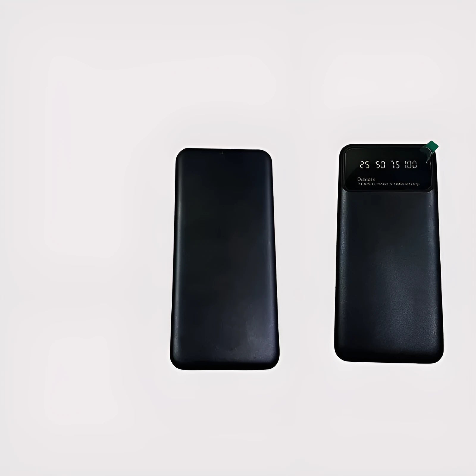 Ultra-thin black plastic power bank with 10000mAh capacity and compact design