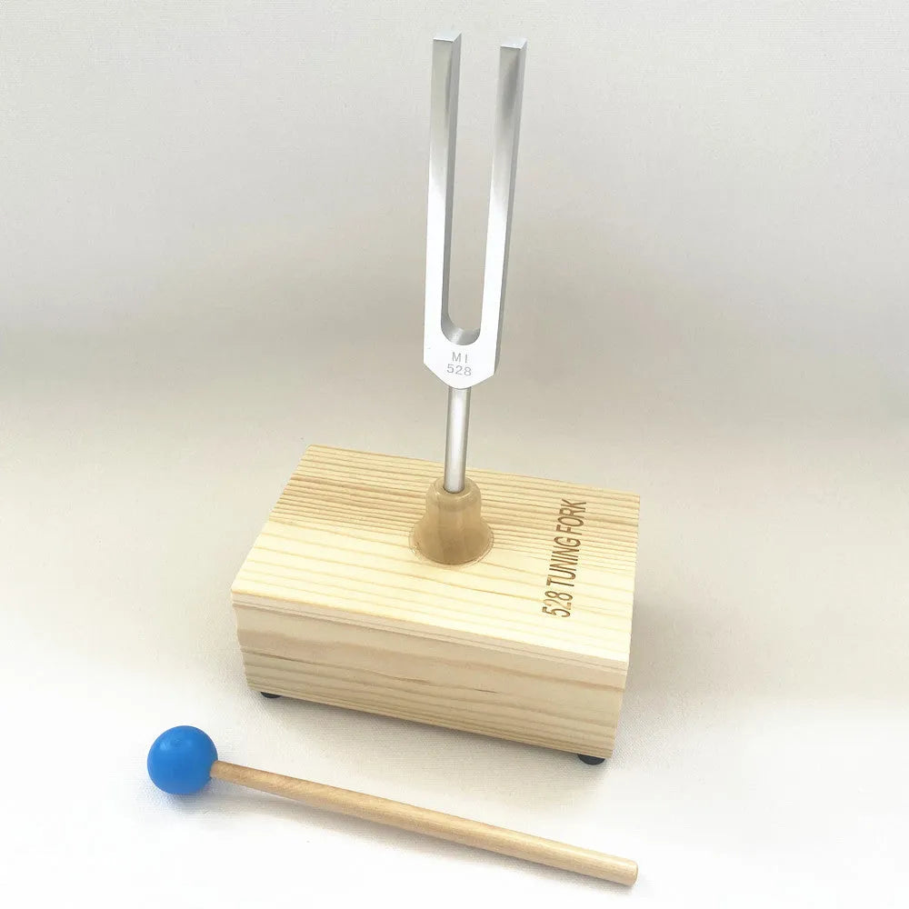 Aluminium alloy 432Hz tuning fork and speaker set for sound therapy in a kraft paper box.