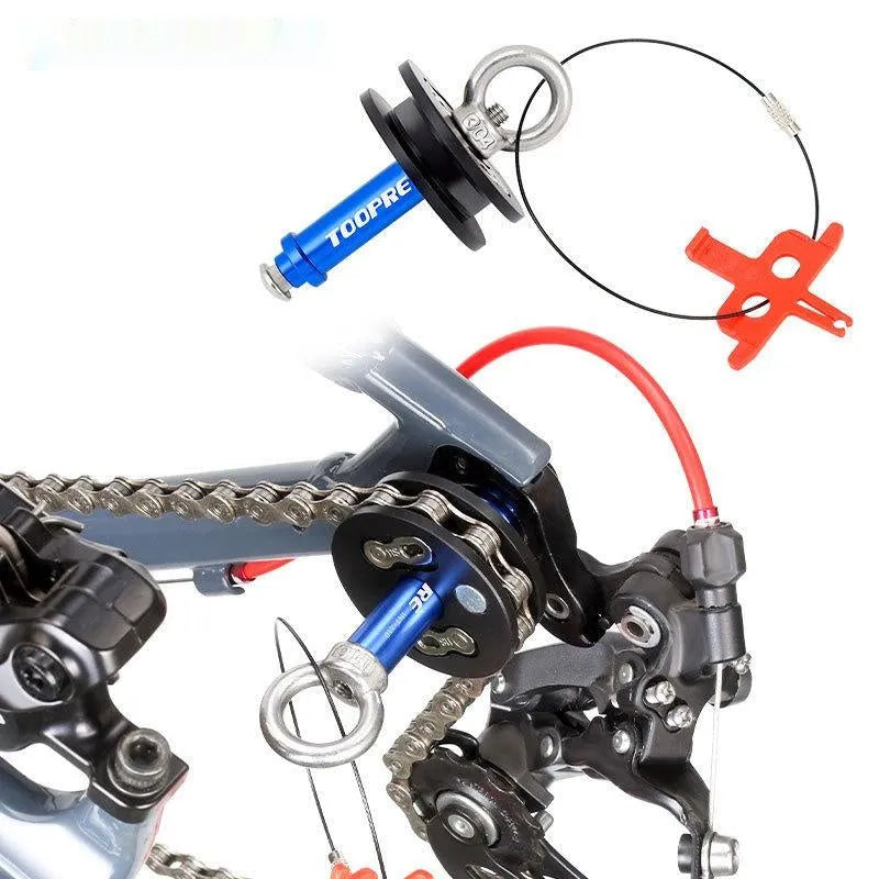 Aluminium alloy bicycle chain holder maintenance tool shown in hand.