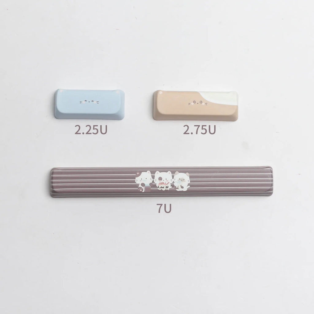 Sea Salt Cat themed PBT keycap set for mechanical keyboards with 7u supplementary keys