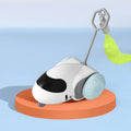 Intelligent running car cat toy in Light Gray Blue on a light floor, 80g ABS electric toy