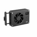 Black aluminium alloy smart cooling fan radiator with fins, dimensions 89mm by 52mm