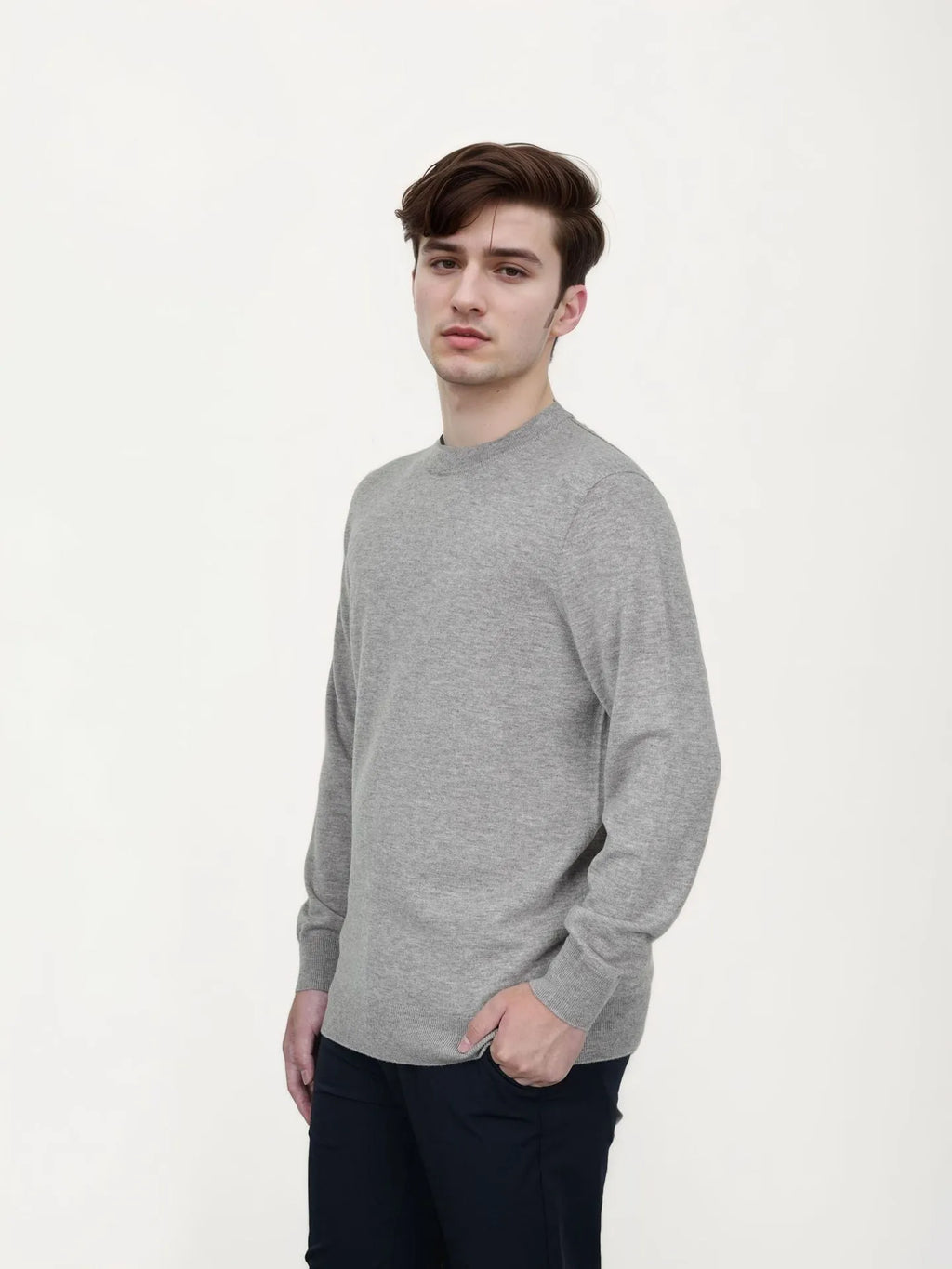 Men's regular fit pullover sweater in standard wool for autumn and winter business wear