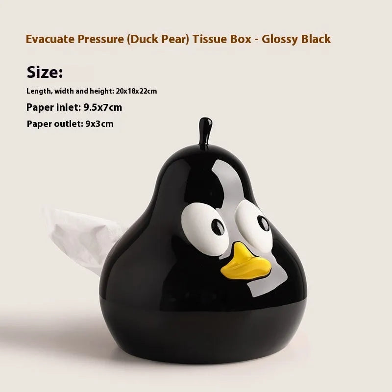 White ceramic pear-shaped tissue box holder in green colour option