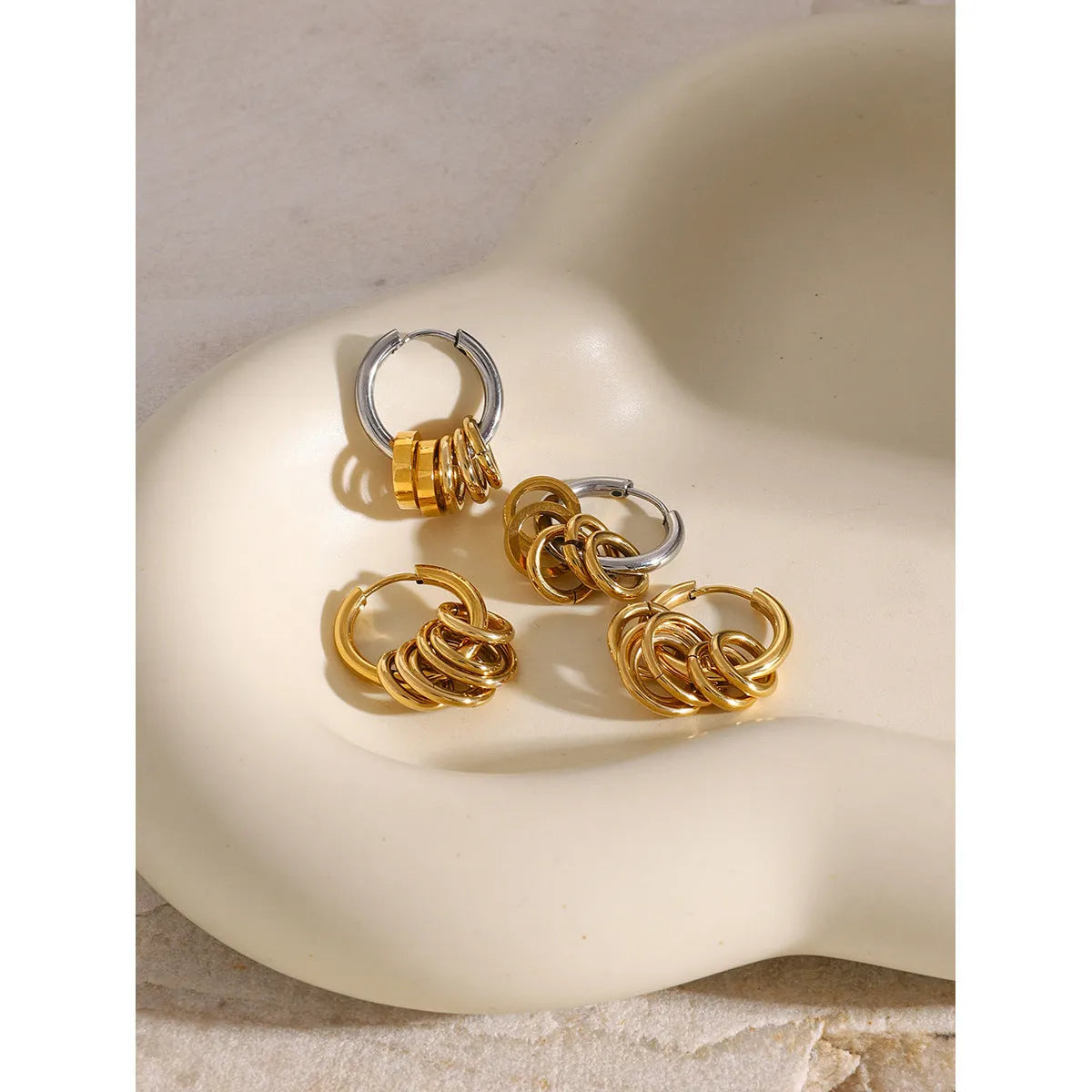 Stainless steel electroplated earrings in Ins style for unisex wear