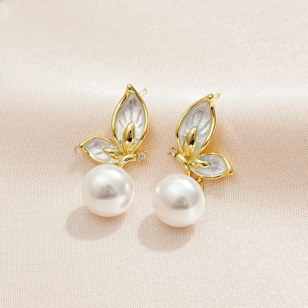Zircon painting oil butterfly earrings for women with electroplated copper construction in PT0203 colour