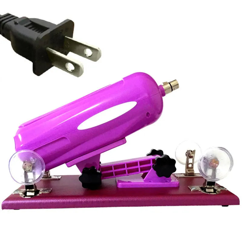 Bobb women's automatic telescopic thrusting sex tool in purple PVC, showing size scale.