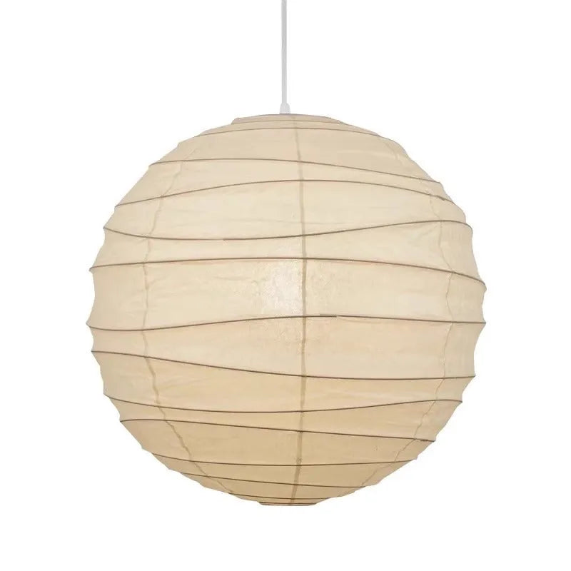 Japanese-style rice paper ball pendant chandelier in living room setting