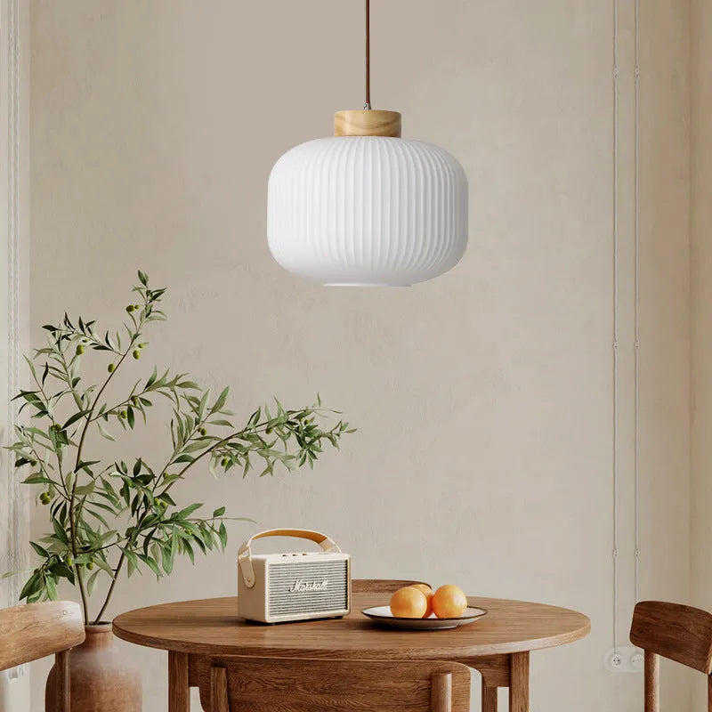 Handmade retro Chinese wooden pendant ceiling light with Nordic design in three size options.