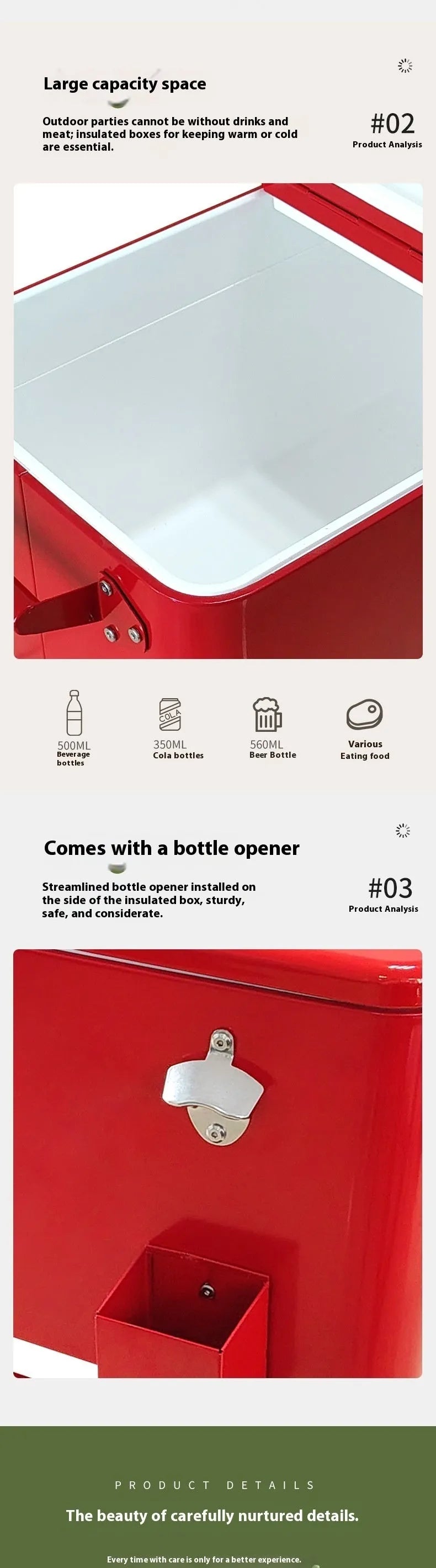 Red metal outdoor insulated trolley cooler box with a 750 capacity.