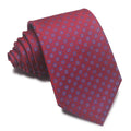 Men's polyester jacquard striped tie in red, black, and blue colour options with arrow shape