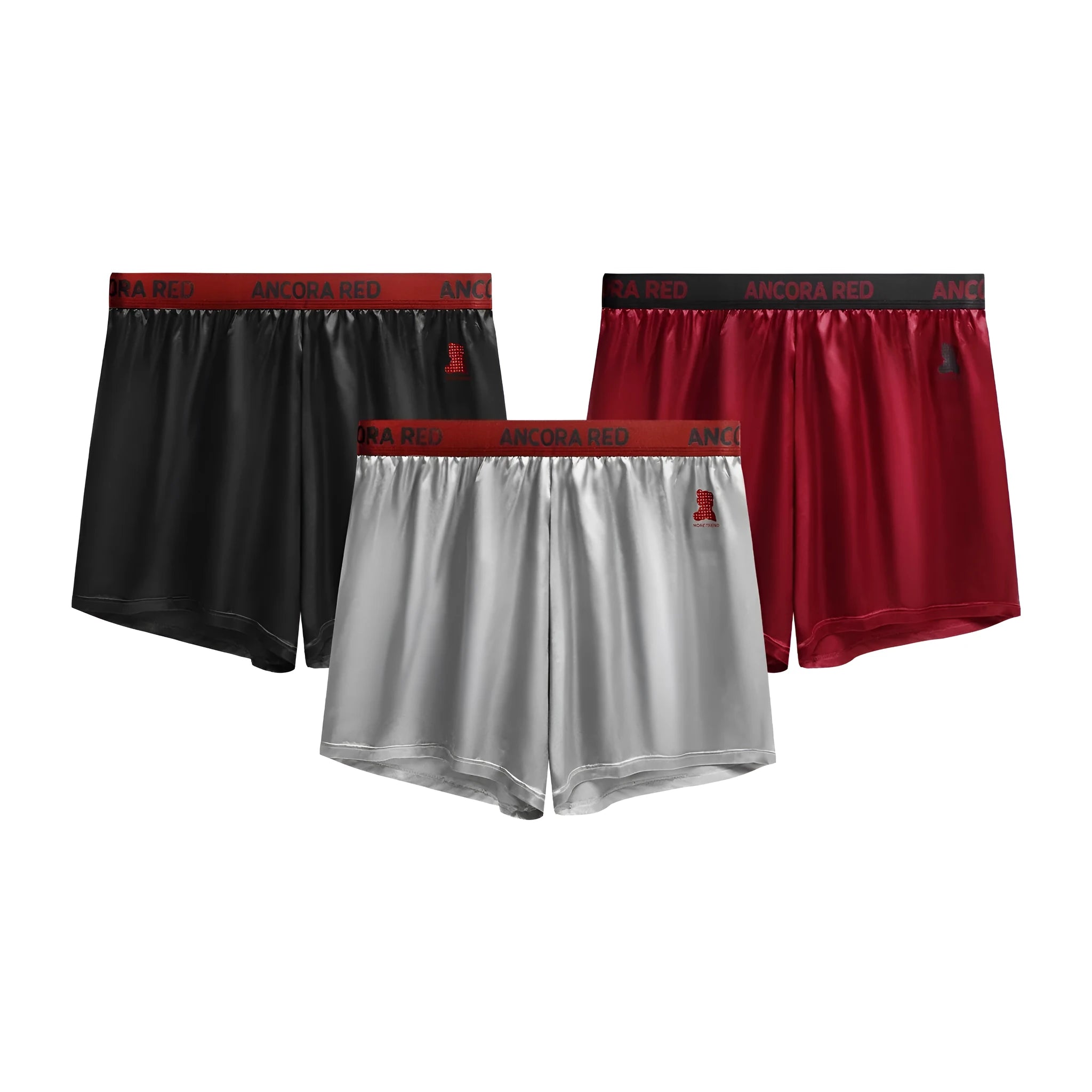 Solid colour men's boxer briefs in polyester fabric showing mid-waist design