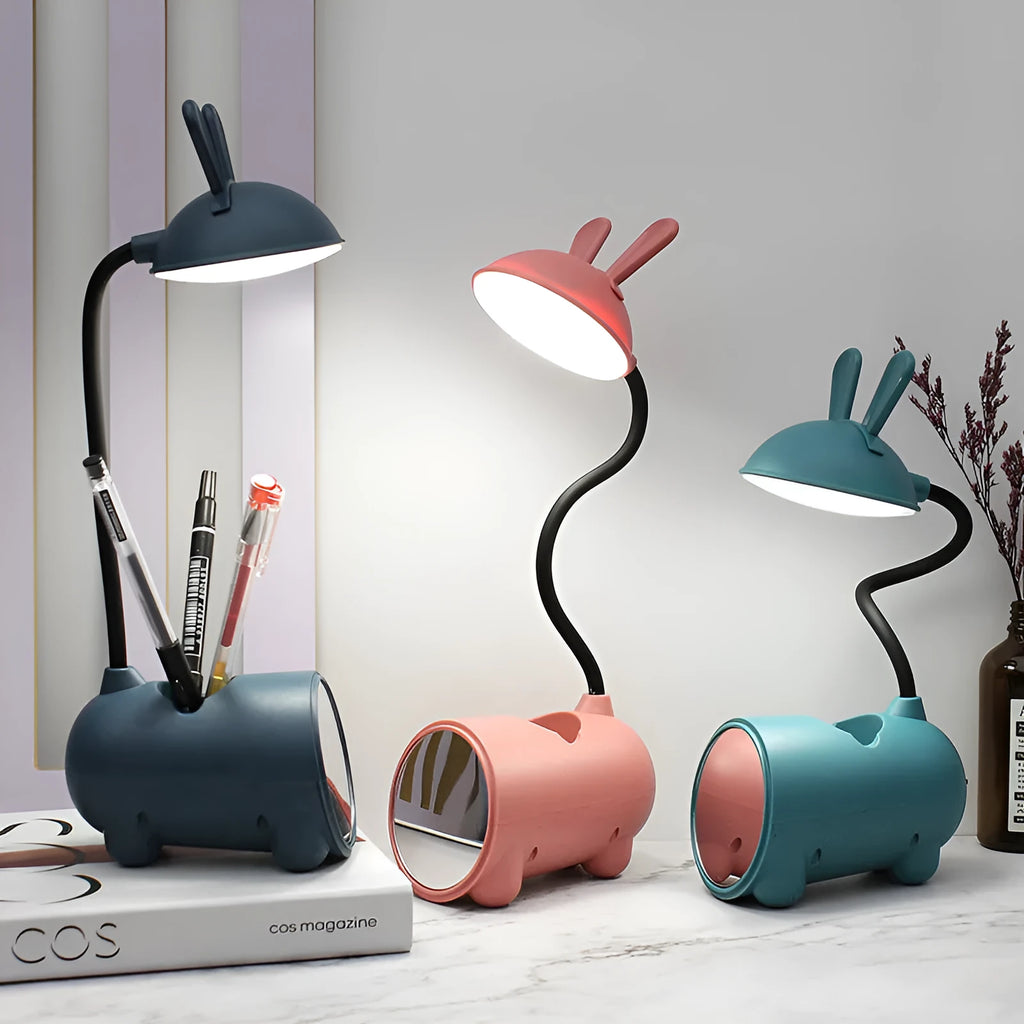 Cartoon design desk lamp with built-in pen container in green colour
