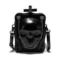 Black gothic skull mini square crossbody messenger bag with chain strap and zip opening