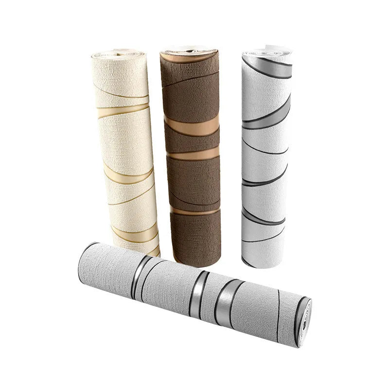 Curve stripe 3D decorative wallpaper roll in upgraded super thick deerskin velvet texture