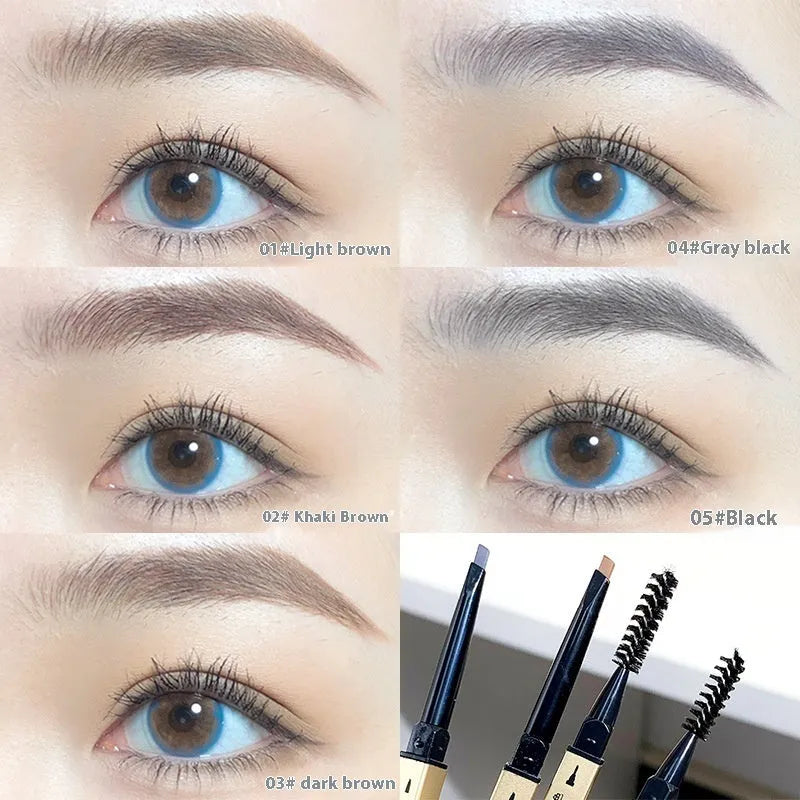 Small Gold Chopsticks ultra-fine eyebrow pencil in 5 colours including light brown, kaki brown, dark brown, gray black, and black