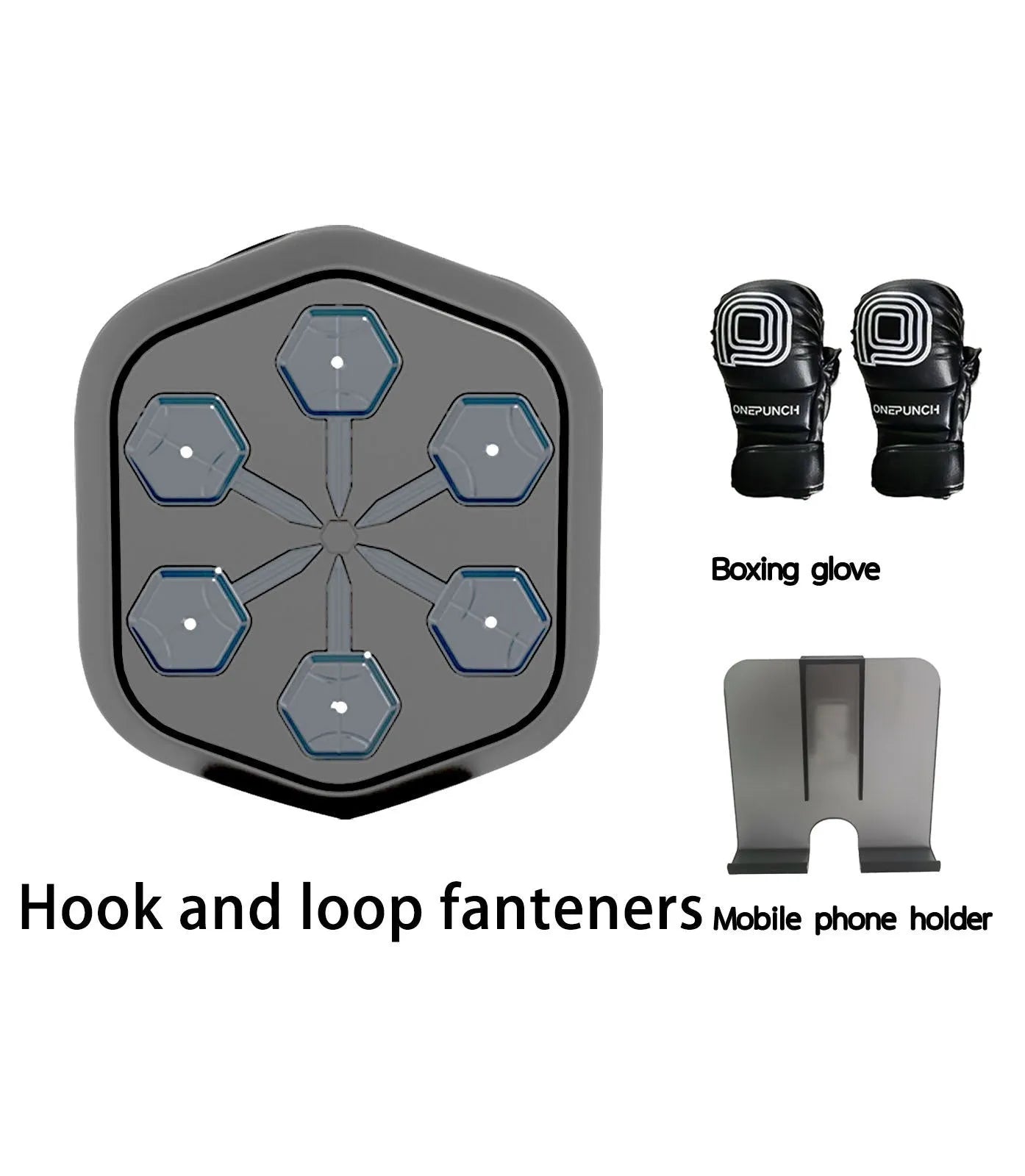 Black smart boxing machine with Bluetooth connection and Velcro fastening for fitness training