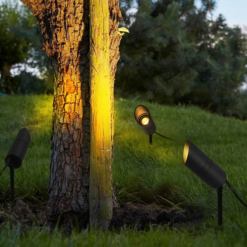 Aluminium outdoor ground lamp with LED lighting for garden pathways