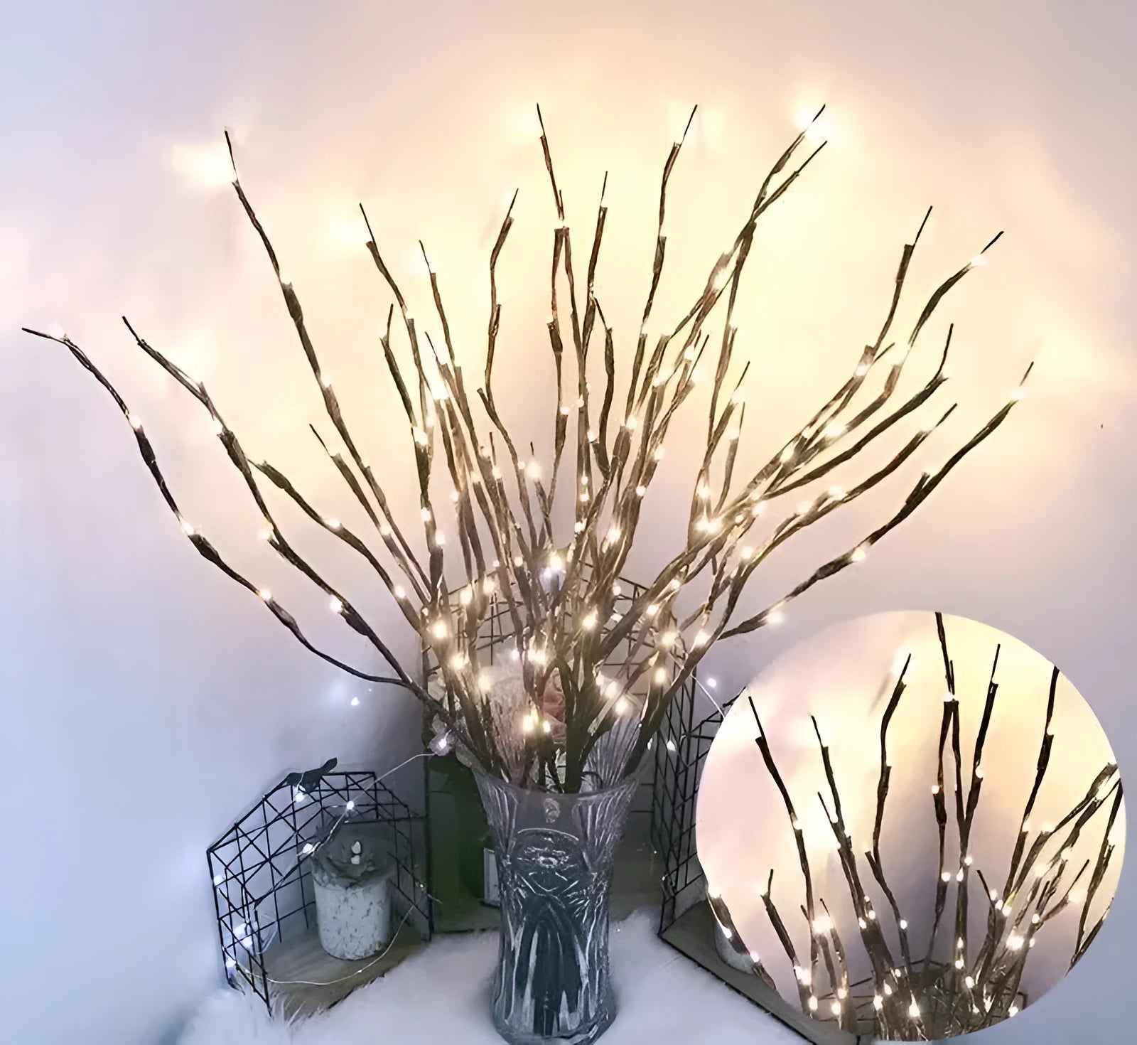 LED decorative tree light in vase with colourful branch illumination for room decoration