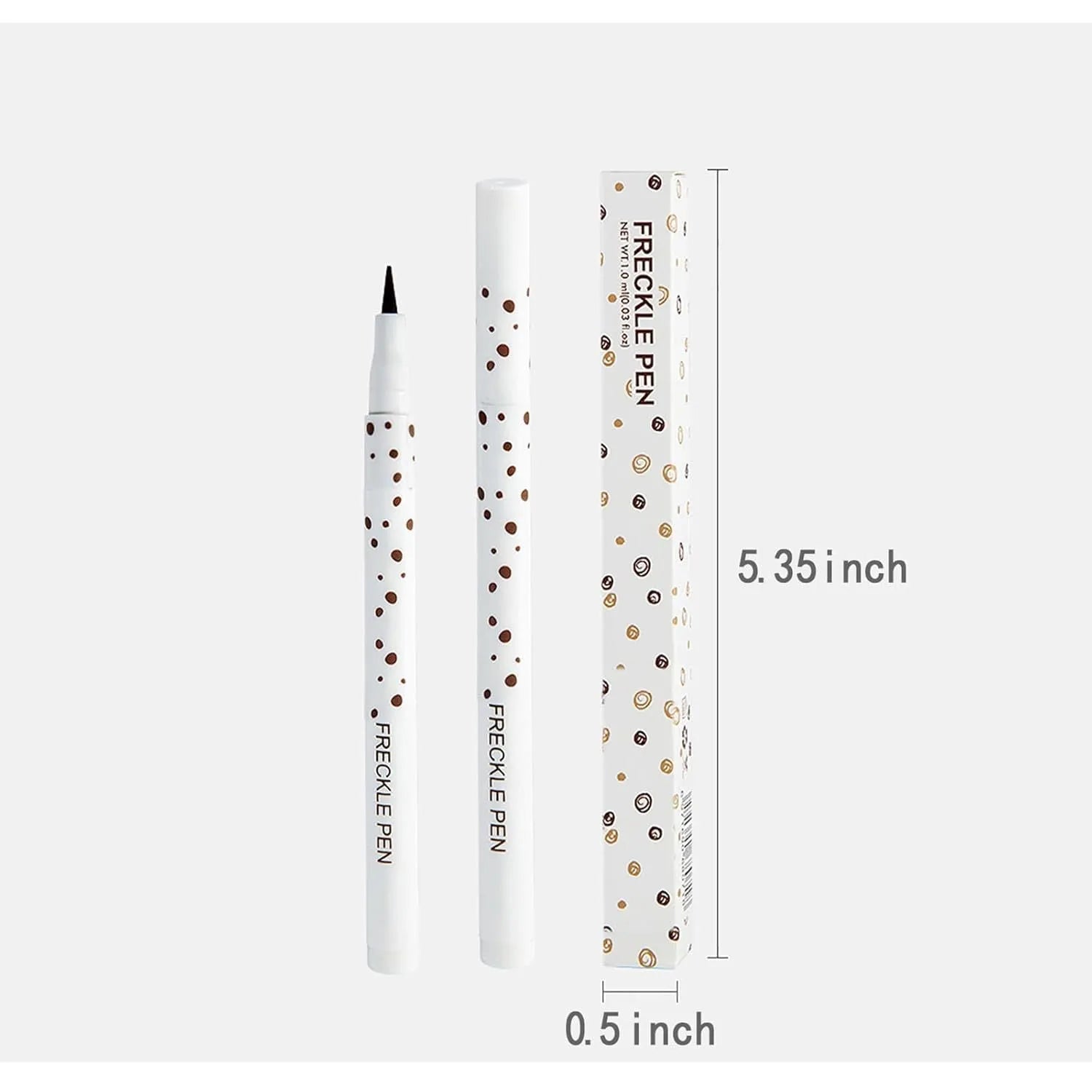 Dark brown freckle pen with precision tip for creating natural-looking waterproof freckle tattoos.
