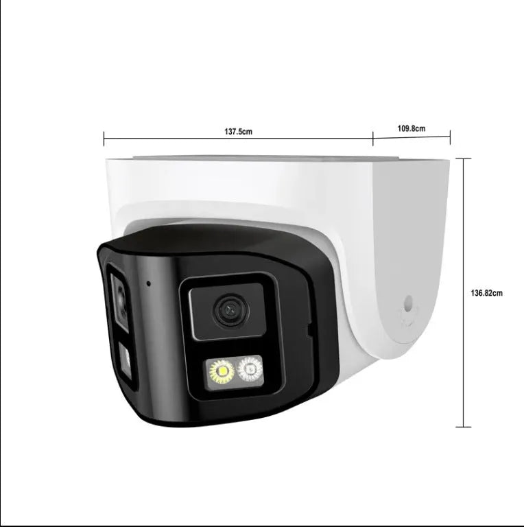 4MP dual-lens panoramic belt security camera with IP66 waterproof rating for indoor outdoor surveillance