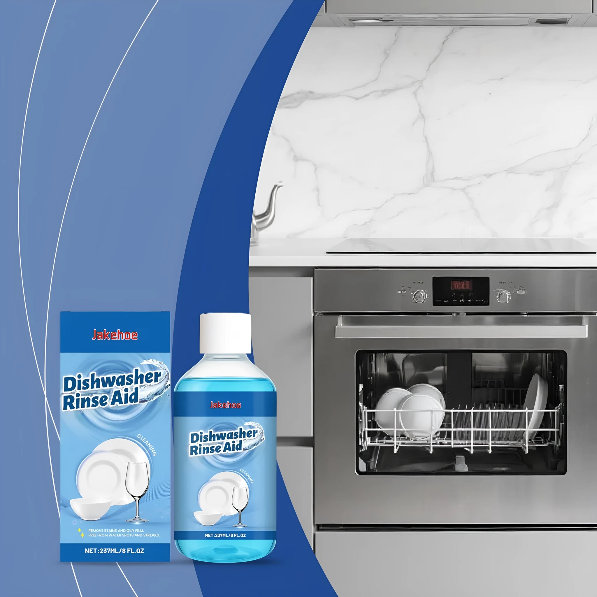 237mL bottle of dishwasher detergent aid cleaning gel for removing oil stains.