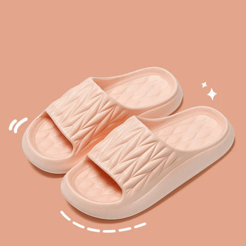 Leaf texture patterned EVA slippers for indoor household use in various colours