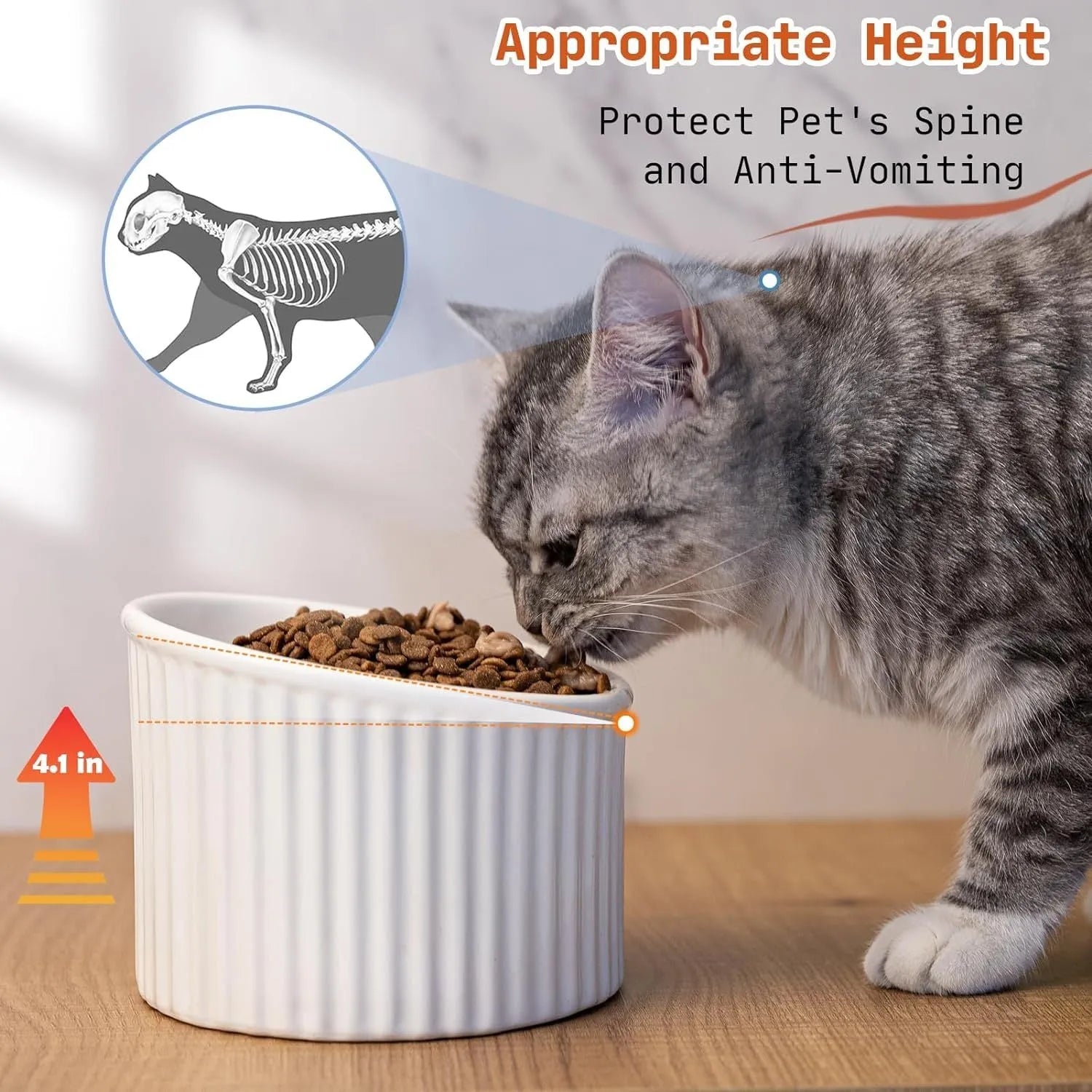 Elevated ceramic cat bowl in green colour showing tilted design and raised height for comfortable feeding