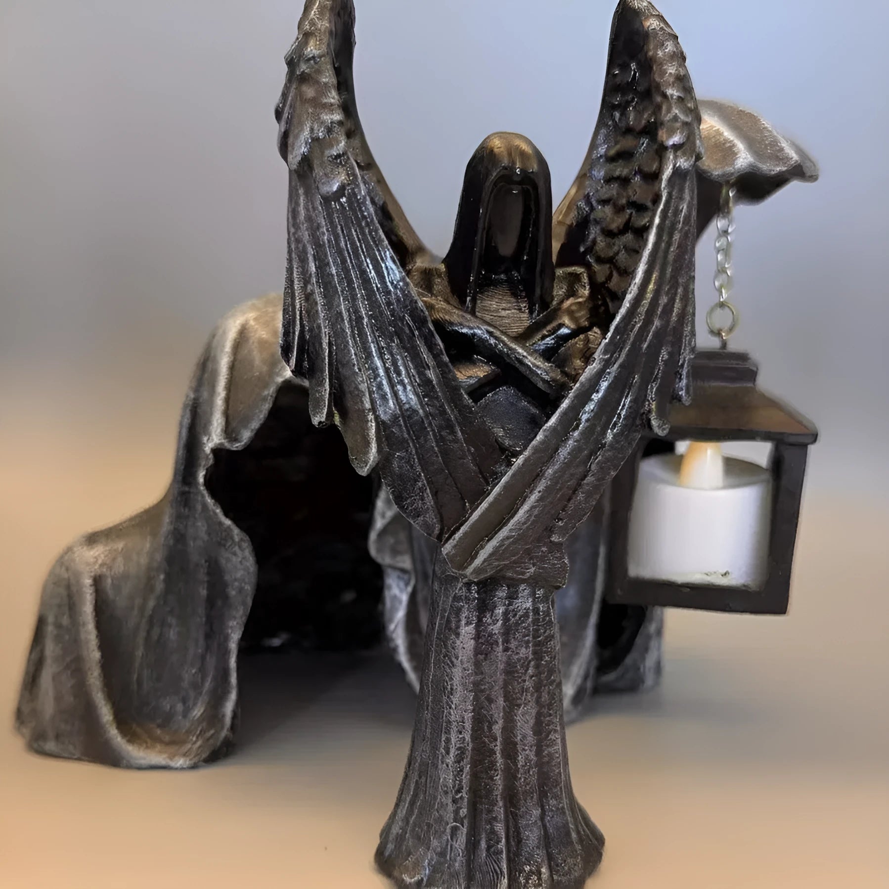 Dark Angel resin craft statue ornament with gothic design, 17 cm tall.