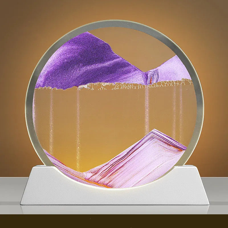 12 inch quicksand painting desktop night lamp with abstract rotary design in modern simple style