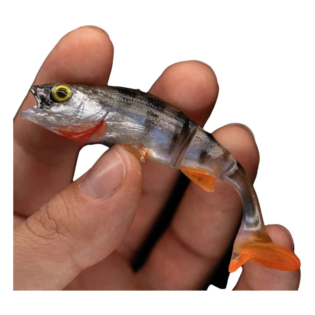 Fish T Tail soft plastic fishing lure in fish colour with tail design
