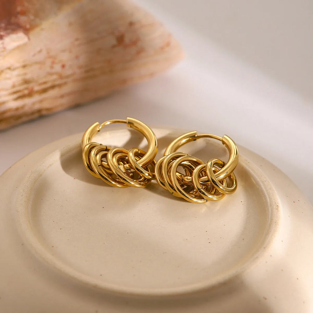 Stainless steel electroplated earrings in Ins style for unisex wear