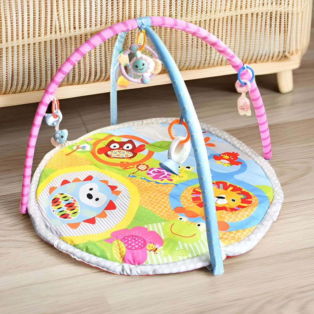 Velvet baby gymnastics blanket with animal print design for crawling and ability training