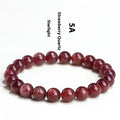 Natural strawberry quartz bracelet with geometric beads in starlight cherry red colour showing three bead size options