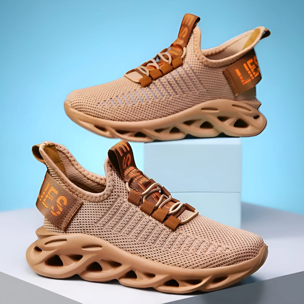 Children's street style sneakers with Velcro straps in black, khaki, or white colours