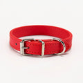 PU leather dog collar with metal buckle in coffee colour on white background